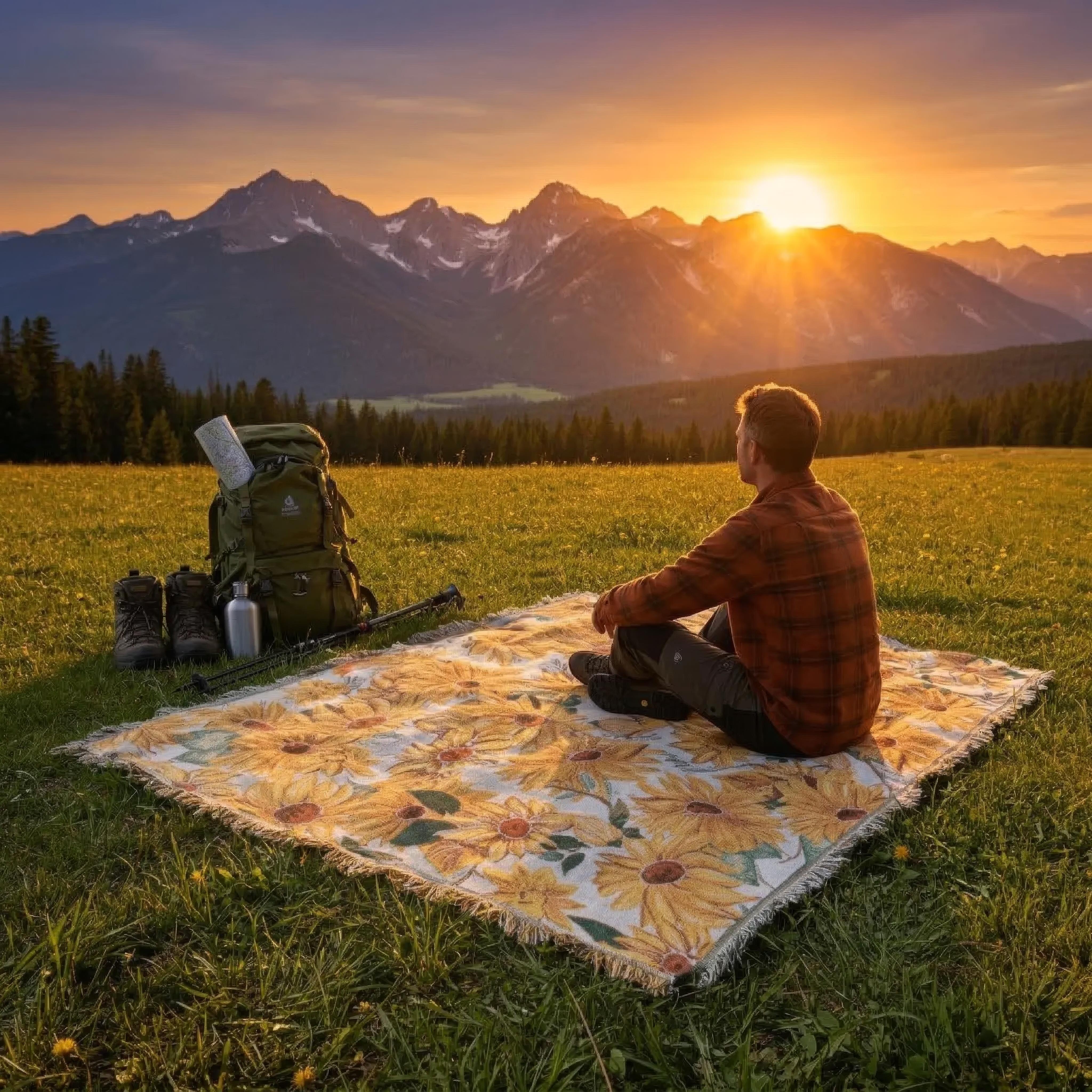Leichte Blumenmuster Picknickdecke 180x230cm - Wasserdicht Sandfrei für Outdoor-Aktivitäten 5