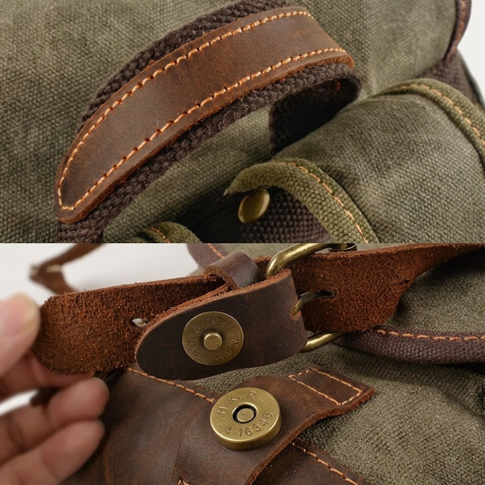 Vintage Wachstuch Canvas Rucksack für Herren - Großer Laptop Tagesrucksack & Reise-Rucksack