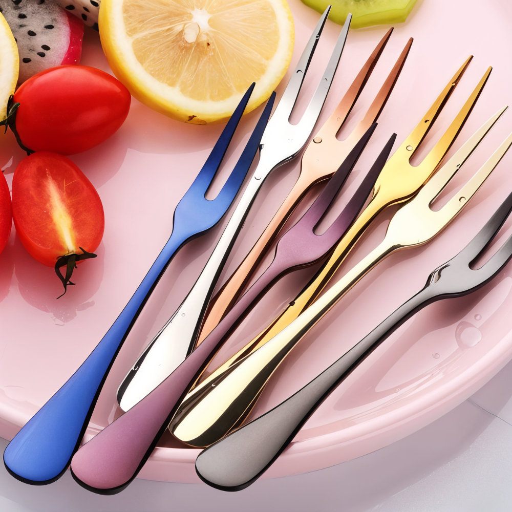 Leichte 2/6 Stück Zinken-Gabeln - Obstgabeln - Edelstahlgabeln - Salatgabeln