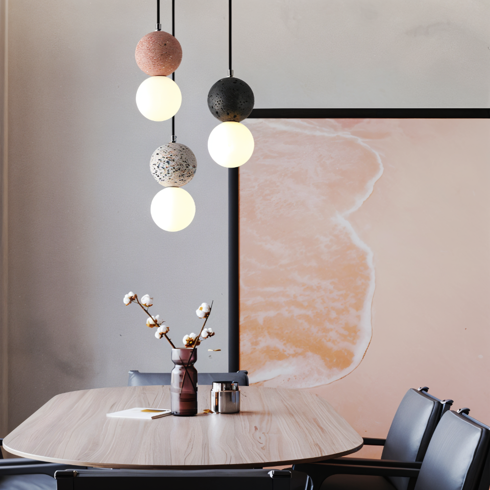LumeGlobe Pendelleuchte - Doppelkugel Pendelleuchte für den Esstisch - Glas Hängekugel Lampe