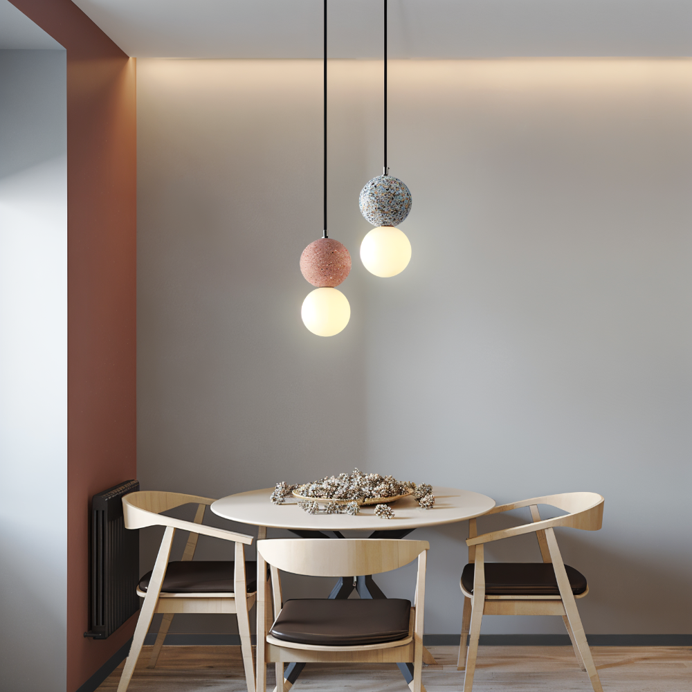LumeGlobe Pendelleuchte - Doppelkugel Pendelleuchte für den Esstisch - Glas Hängekugel Lampe