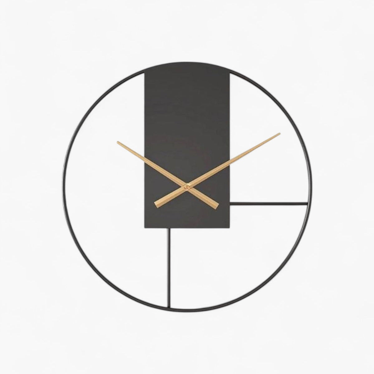 Luna Wanduhr Modern | Eleganter Schwarz-Runder Rahmen mit Goldenen Akzenten 0