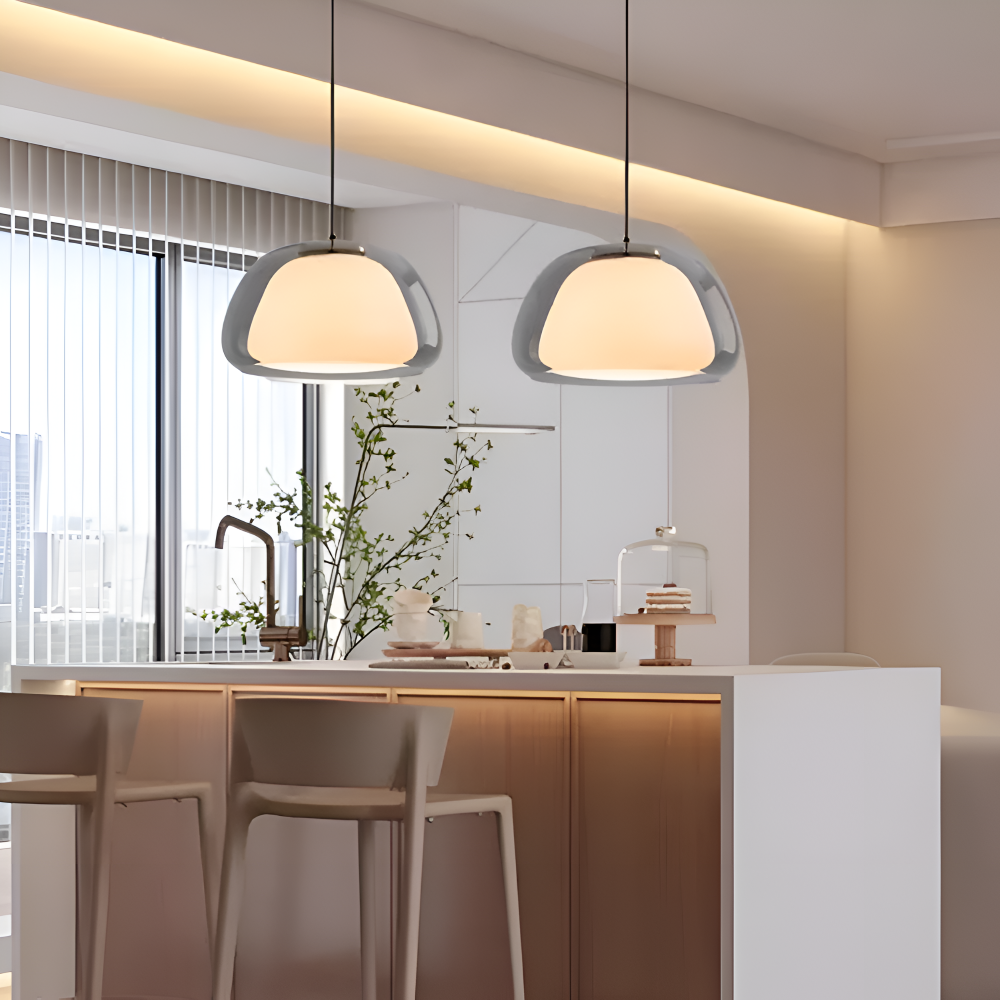 LustreJell - Moderne Creme Glas Pendelleuchte - Transparente Jelly LED Hängelampe