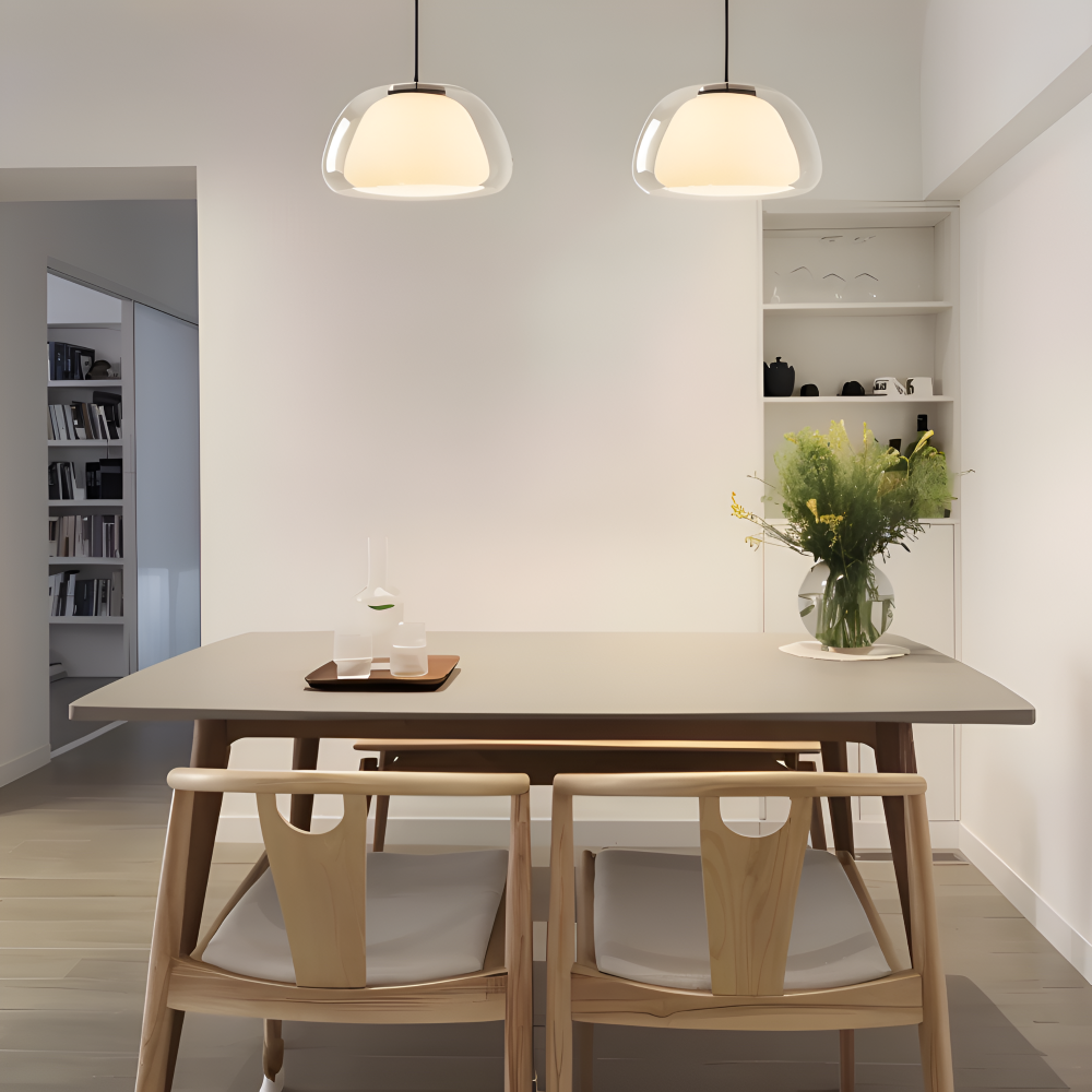 LustreJell - Moderne Creme Glas Pendelleuchte - Transparente Jelly LED Hängelampe