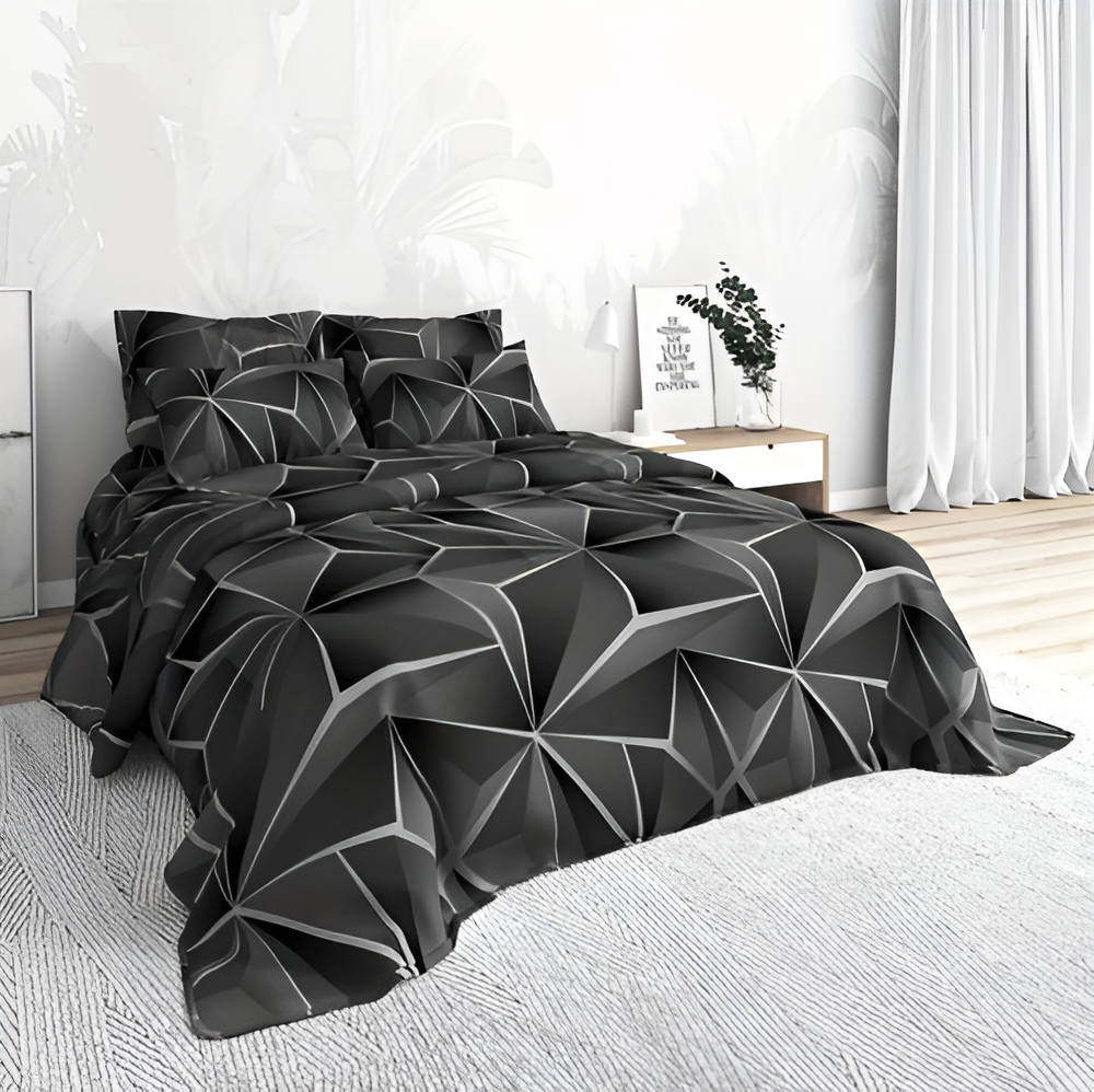 Soft Comforter - Luxe 3D Plaid gedruckt Bettwäsche Plüsch Bettbezug