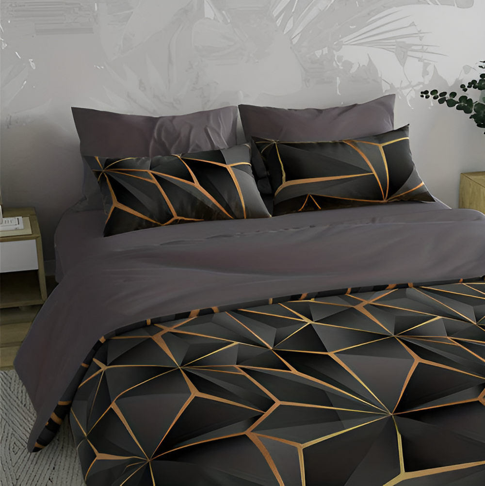 Soft Comforter - Luxe 3D Plaid gedruckt Bettwäsche Plüsch Bettbezug