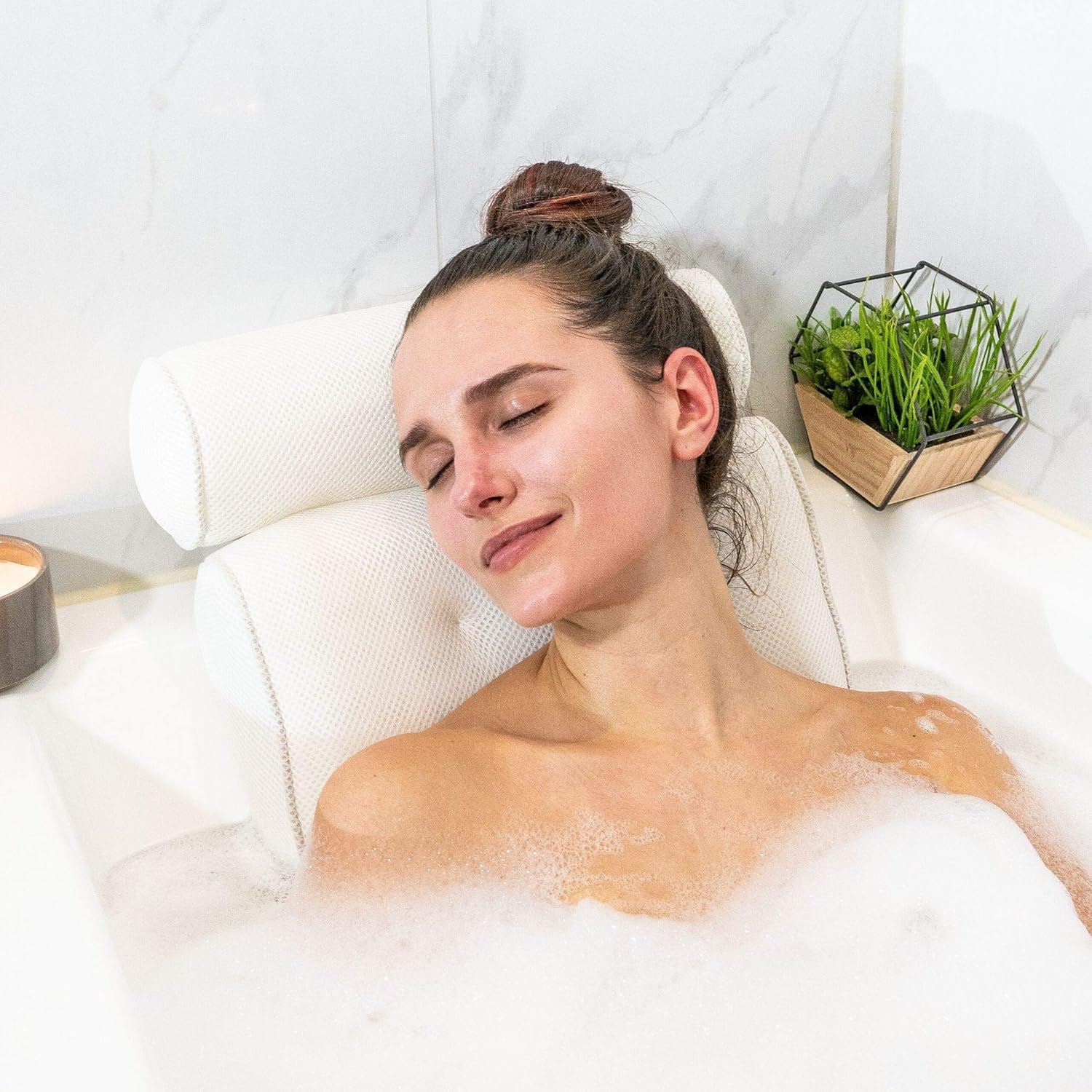 Luxe Badekissen für Entspannung | Ergonomisches Design, Atmungsaktives 3D-Netz 0
