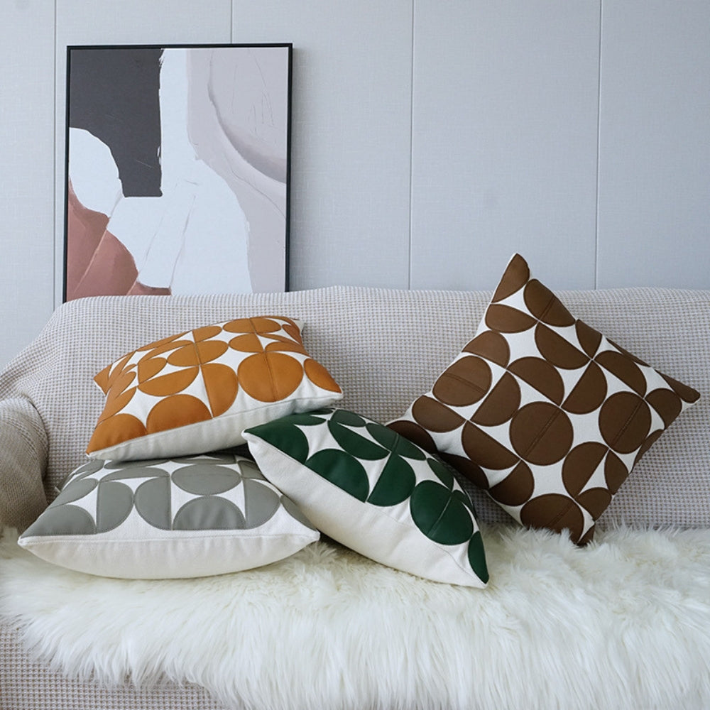 Luxe Geometrischer Sofakissenbezug | PU-Kunstleder, Modern 3