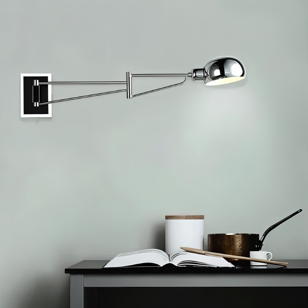 LuxiFlex Wandleuchte - Verstellbare Metallic Langarm Wandlampe - Moderne E27 Macaron Wandleuchten LED
