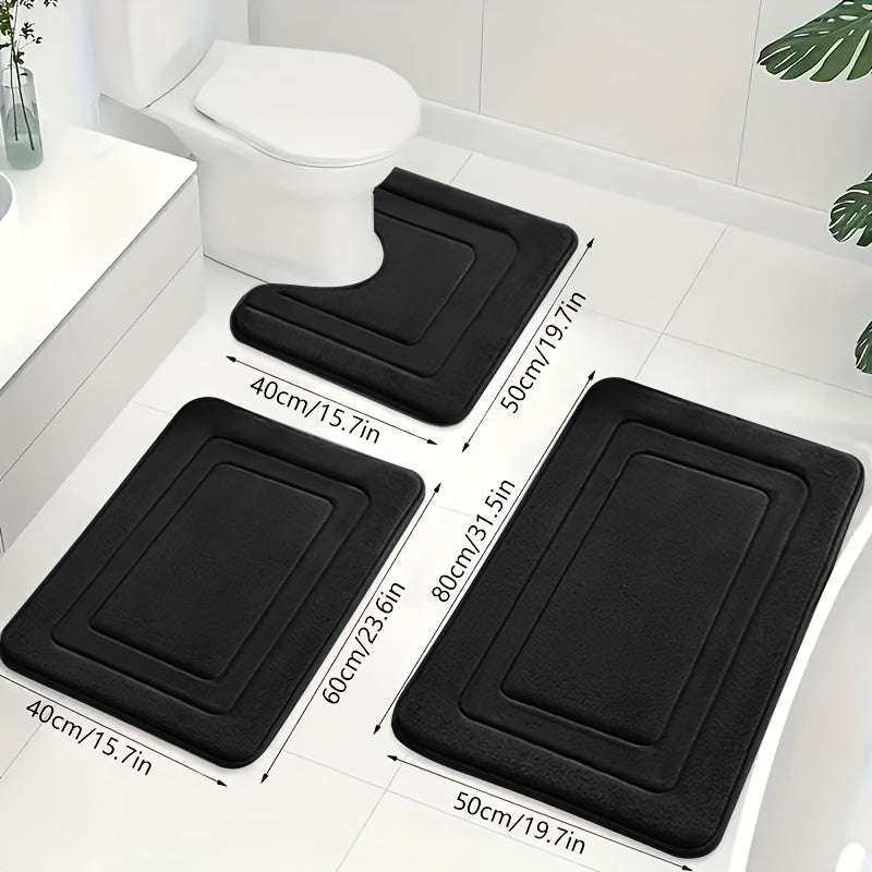 Luxuriöses Memory Foam Badematten-Set 3-teilig - Rutschfestes, Saugfähiges Design in Elegantem Grau für Badezimmer 4
