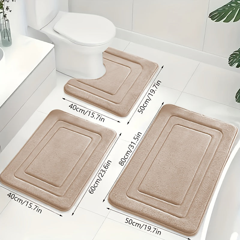 Luxuriöses Memory Foam Badematten-Set 3-teilig - Rutschfestes, Saugfähiges Design in Elegantem Grau für Badezimmer 6