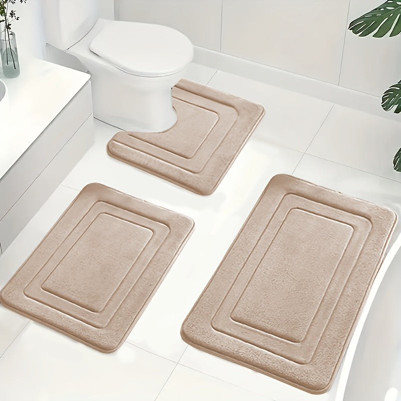 Luxuriöses Memory Foam Badematten-Set 3-teilig - Rutschfestes, Saugfähiges Design in Elegantem Grau für Badezimmer 7