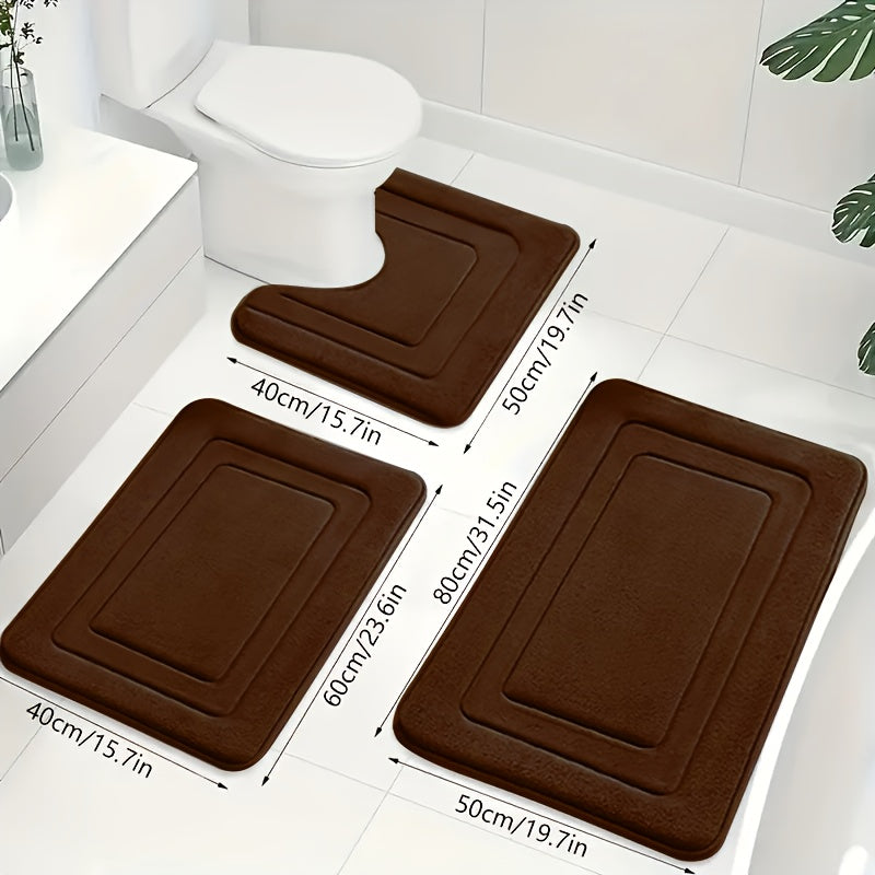 Luxuriöses Memory Foam Badematten-Set 3-teilig - Rutschfestes, Saugfähiges Design in Elegantem Grau für Badezimmer 9