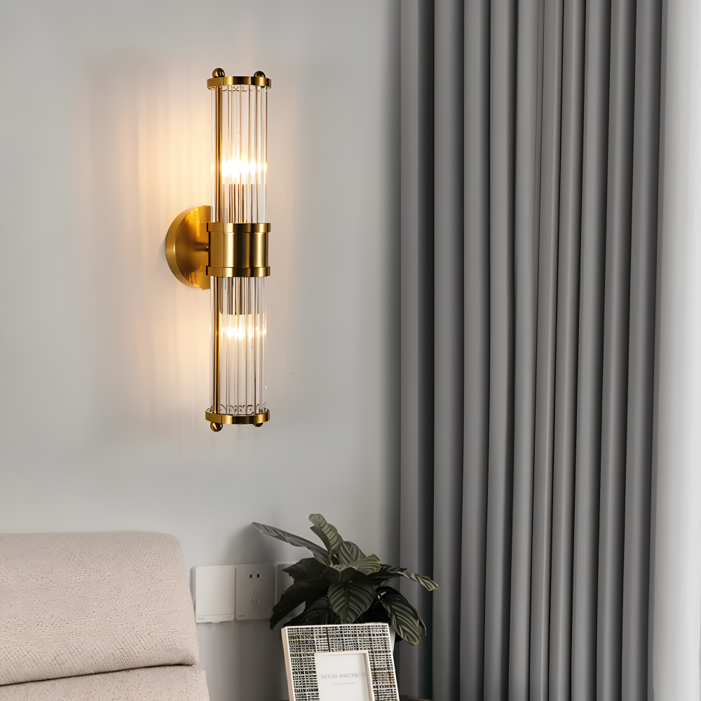 Luxuriöse Goldkristall Wandleuchte - Moderne Gerippte Wandlampe - E14 Wandleuchten LED