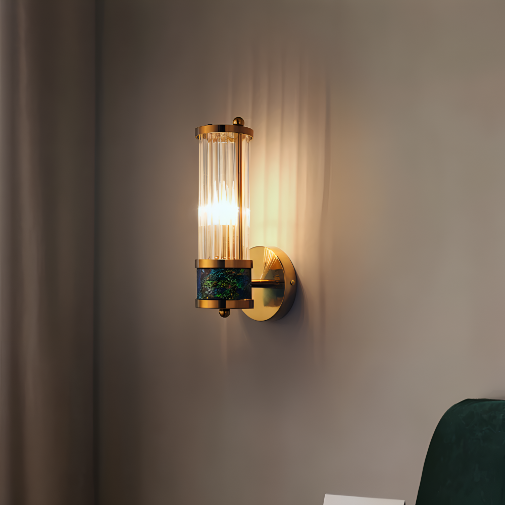 Luxuriöse Goldkristall Wandleuchte - Moderne Gerippte Wandlampe - E14 Wandleuchten LED