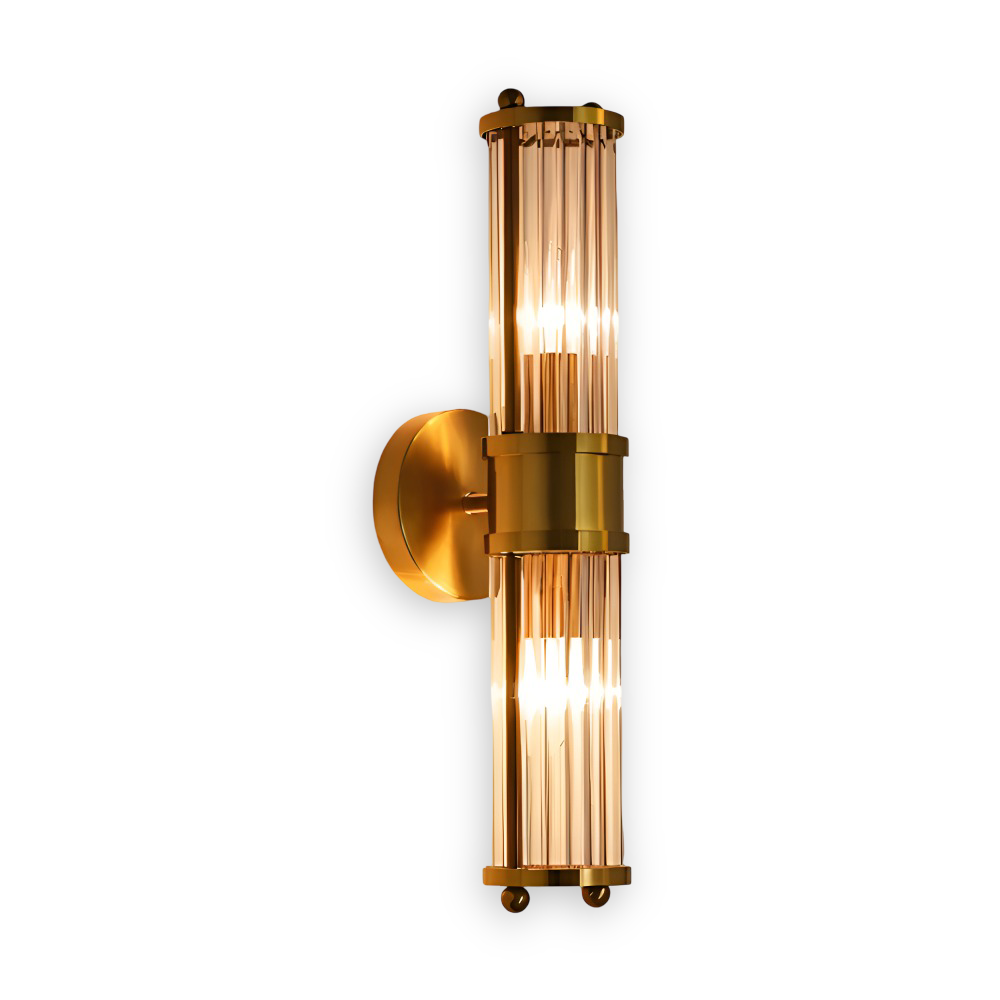Luxuriöse Goldkristall Wandleuchte - Moderne Gerippte Wandlampe - E14 Wandleuchten LED