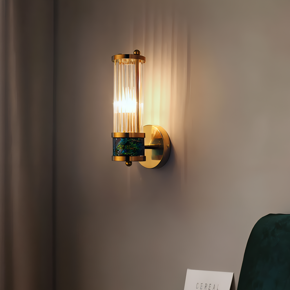 Luxuriöse Goldkristall Wandleuchte - Moderne Gerippte Wandlampe - E14 Wandleuchten LED