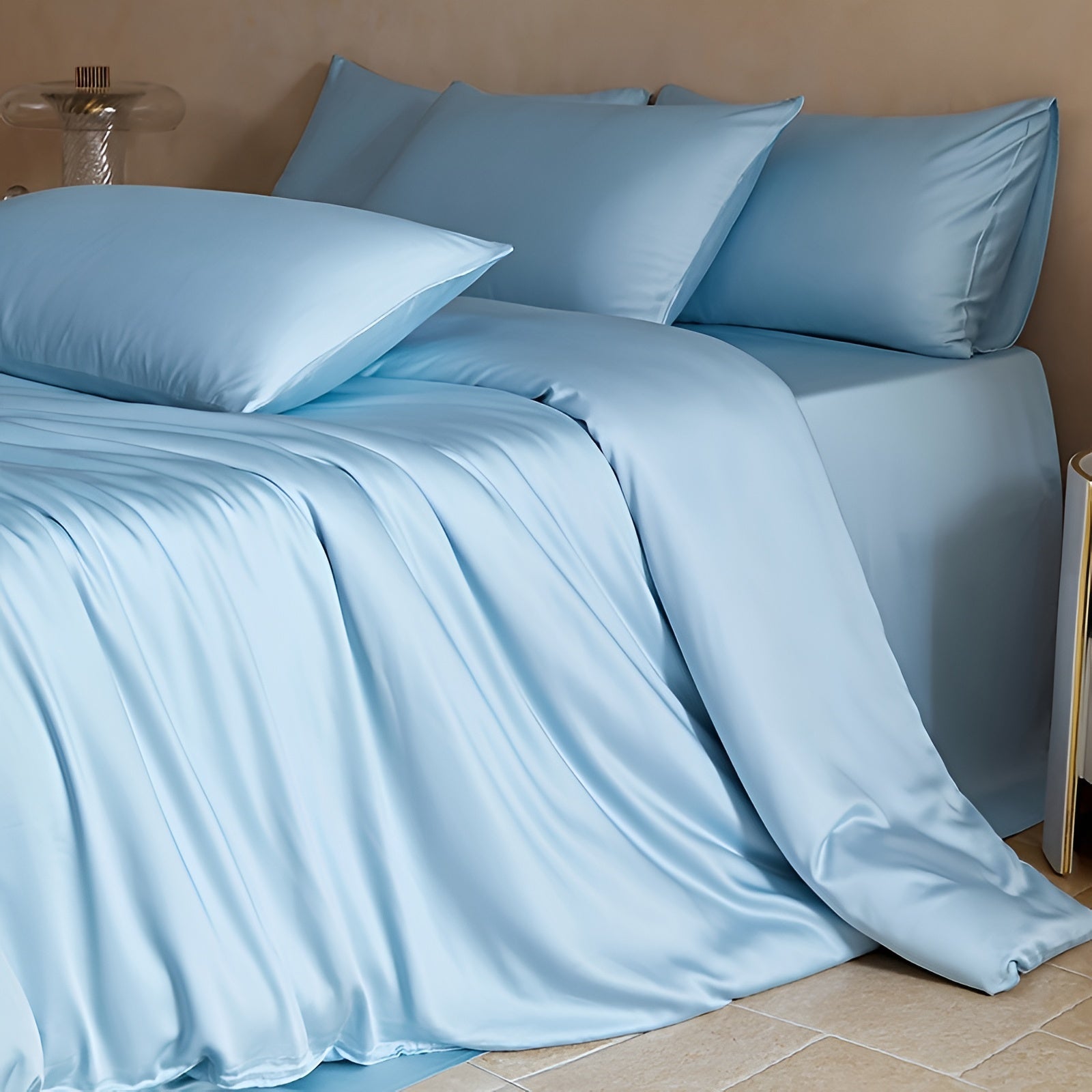 Luxus Bettwäsche Set 3-teilig – Soft Viskose Bettbezug & 2 Kissenbezüge – Atmungsaktiv Bettwäsche