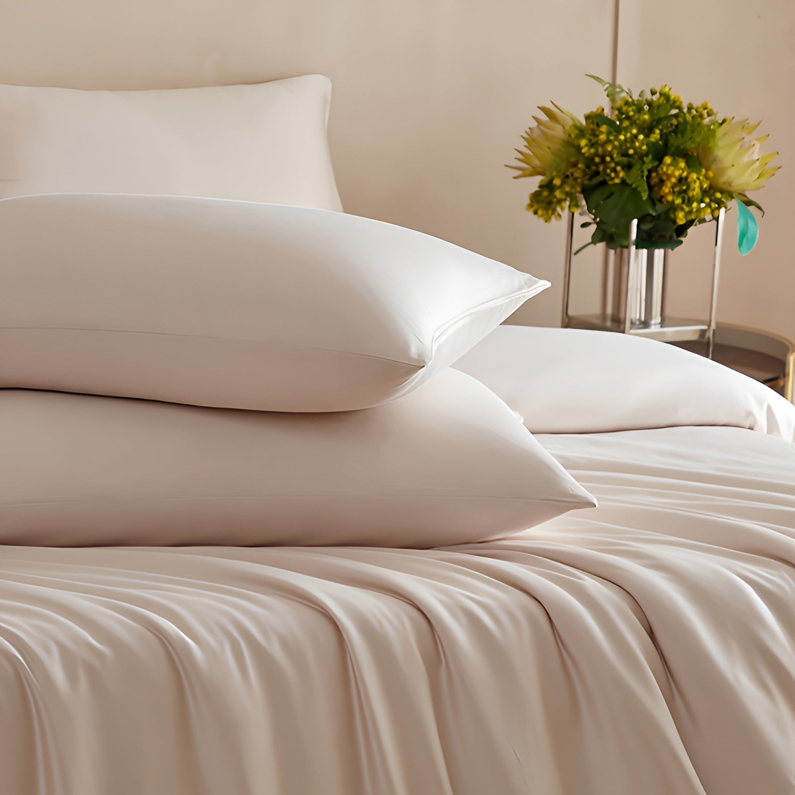 Luxus Bettwäsche Set 3-teilig – Soft Viskose Bettbezug & 2 Kissenbezüge – Atmungsaktiv Bettwäsche