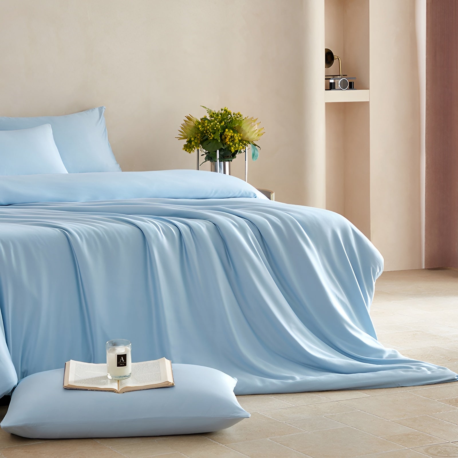 Luxus Bettwäsche Set 3-teilig – Soft Viskose Bettbezug & 2 Kissenbezüge – Atmungsaktiv Bettwäsche