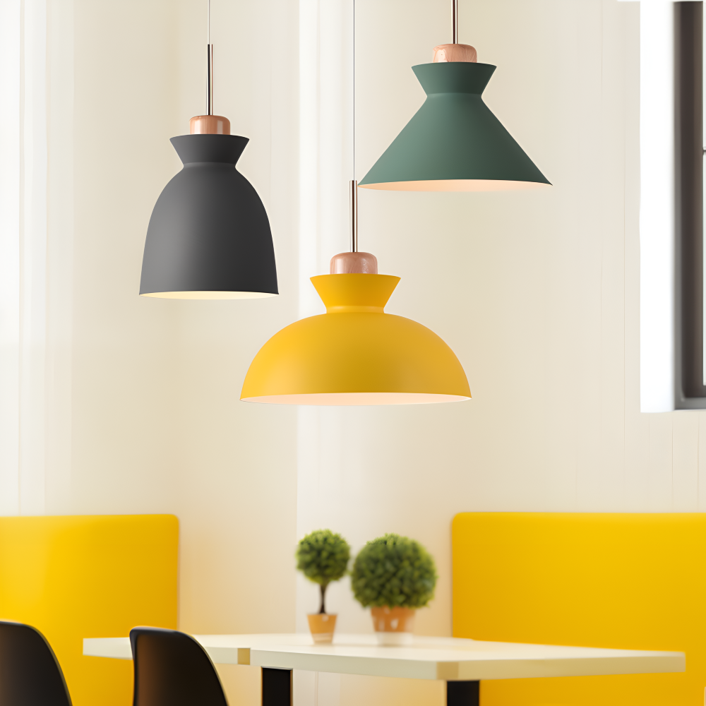 Macaron Hue Pendelleuchte - Bunte Flanell & Kuppel Design Hängelampe in Macaron Farben