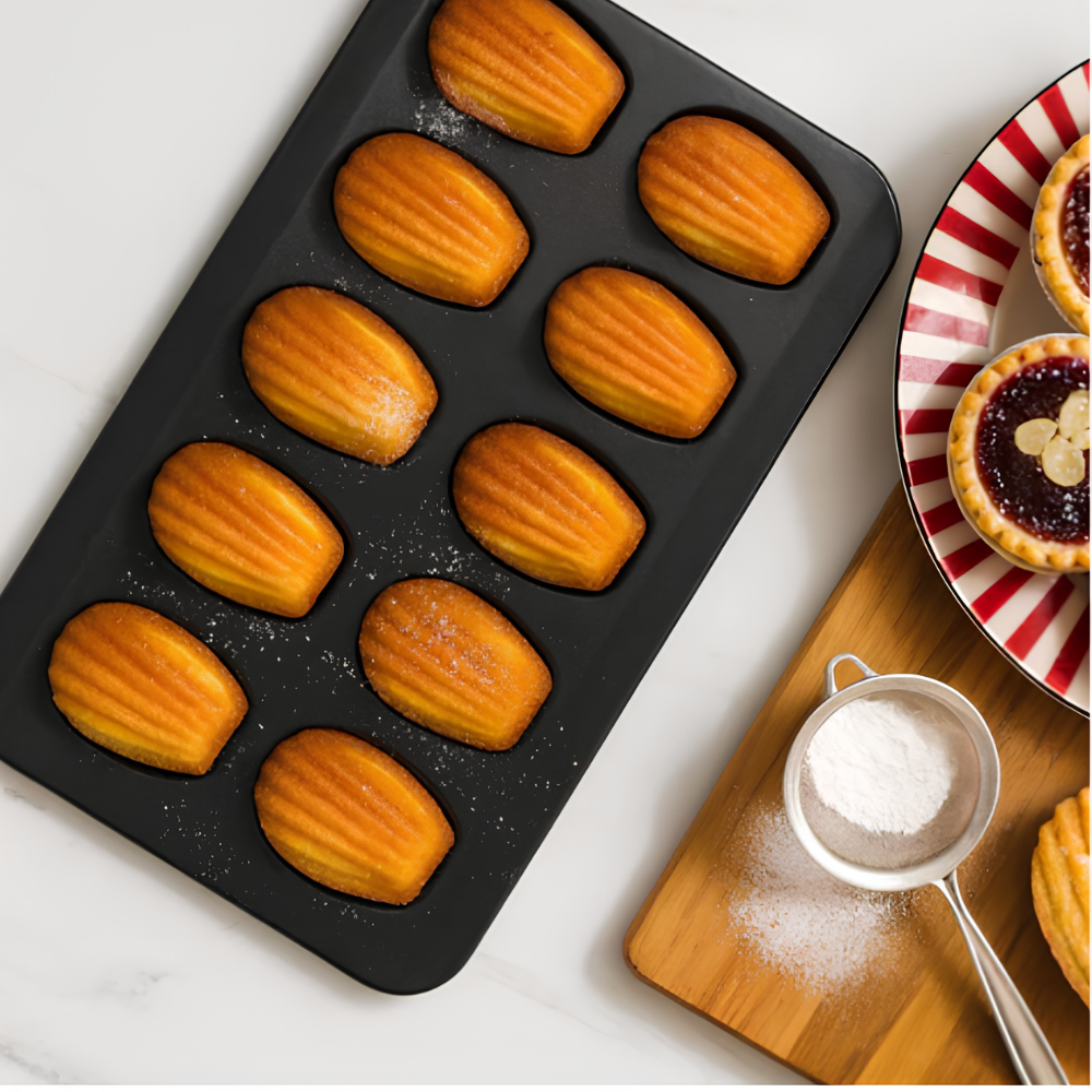 Madeleine Backform aus Kohlenstoffstahl – Antihaft Muschel Kuchenform für Gebäck, Muffins & Backen