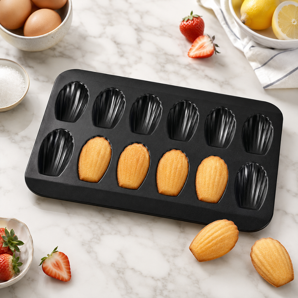 Madeleine Backform aus Kohlenstoffstahl – Antihaft Muschel Kuchenform für Gebäck, Muffins & Backen