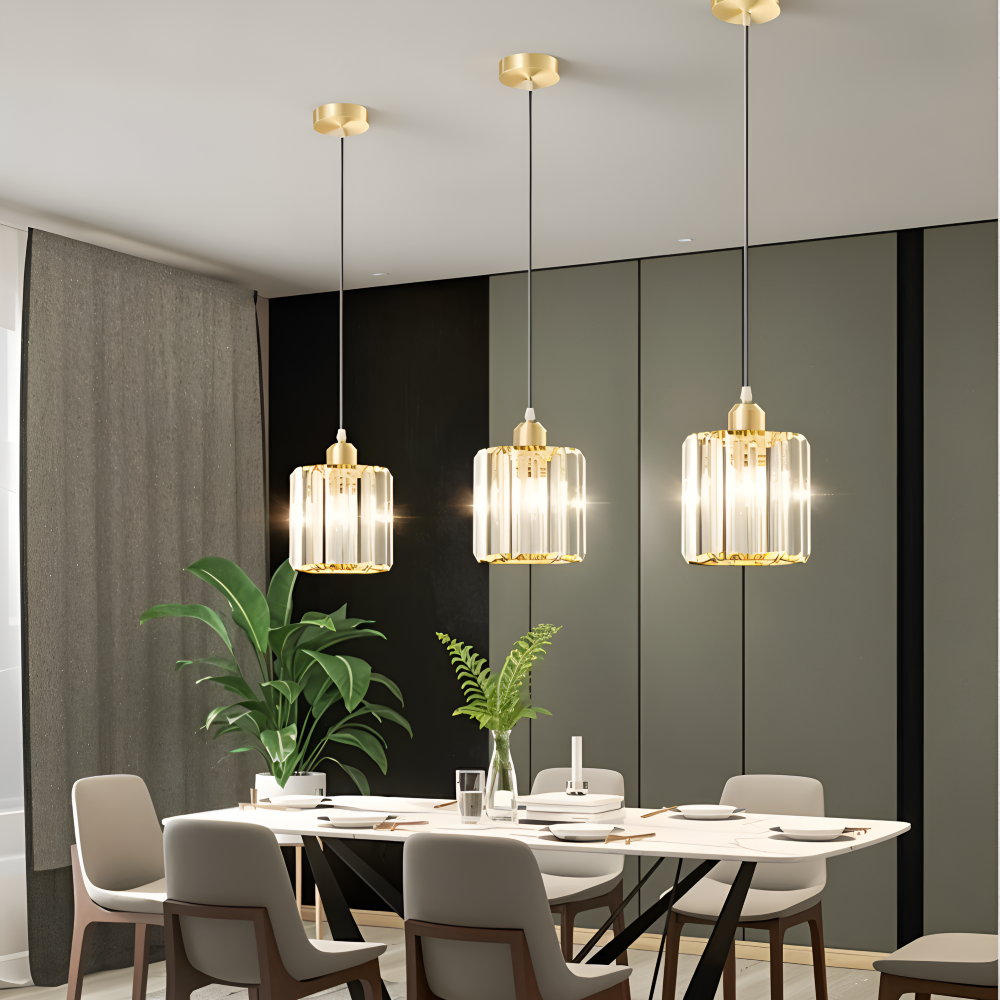 MagesticSpark Pendelleuchte - Schwarz Gold Pendelleuchte Quadratisch - Kristall Hängende Dekorationen Lampe