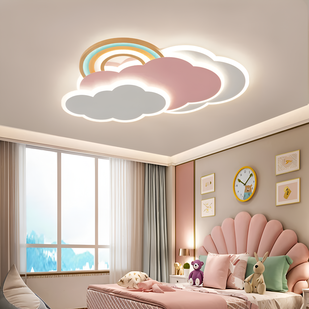 MagicPink Deckenleuchte - Bunte Wolke und Regenbogen LED Deckenleuchte für Kinderzimmer