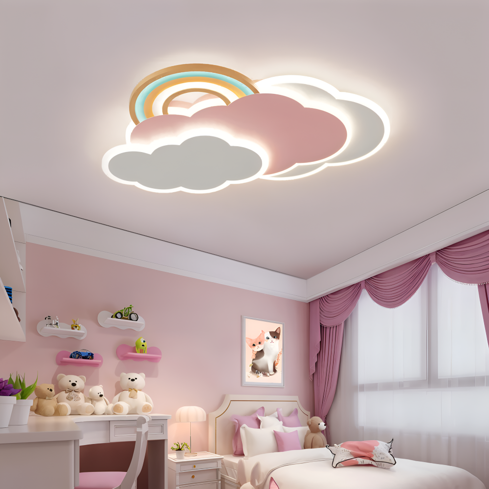 MagicPink Deckenleuchte - Bunte Wolke und Regenbogen LED Deckenleuchte für Kinderzimmer