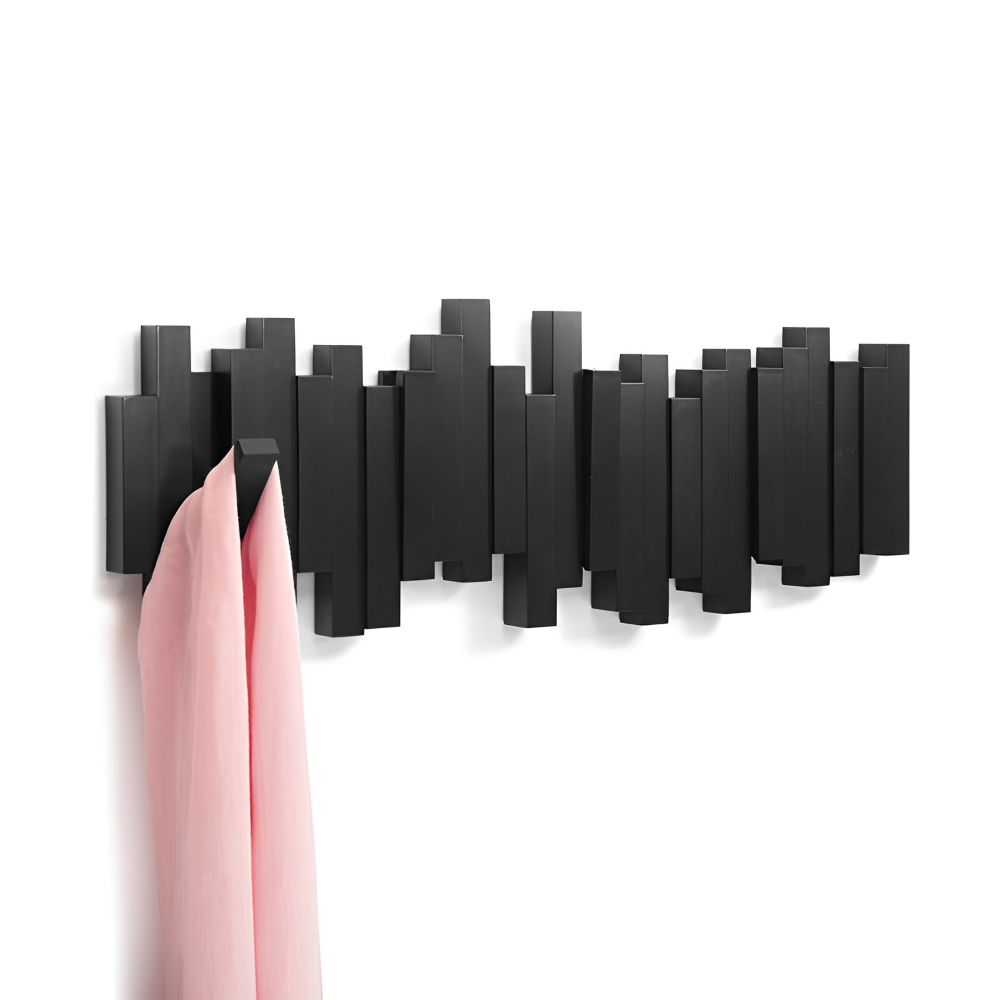 Magnetische Kleiderhaken aus Holz – Klappbare Wandhaken Leiste, 4 bis 10 Haken (28-66cm)