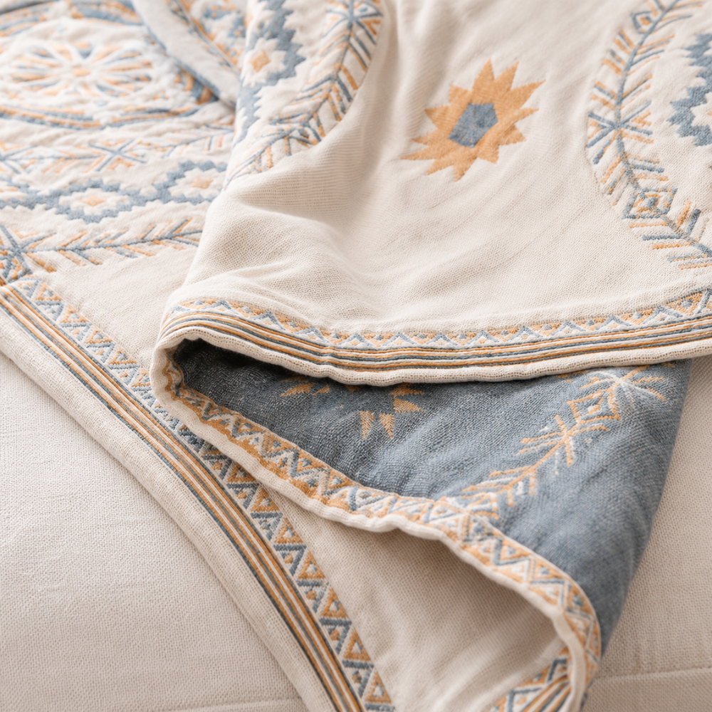 Mandala Überwurfdecke aus Baumwolle – Boho Tagesdecke für Bett, Couch & Wohnzimmer