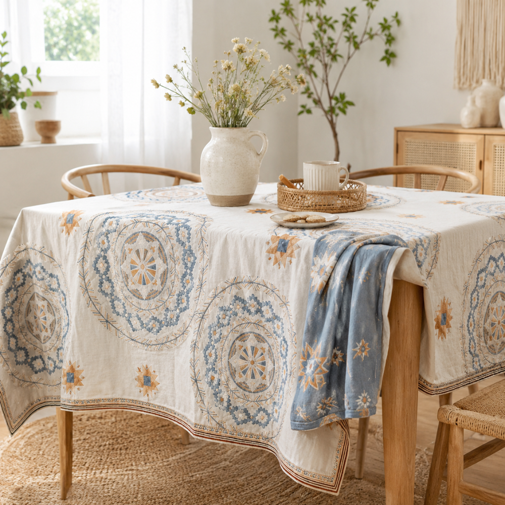 Mandala Überwurfdecke aus Baumwolle – Boho Tagesdecke für Bett, Couch & Wohnzimmer
