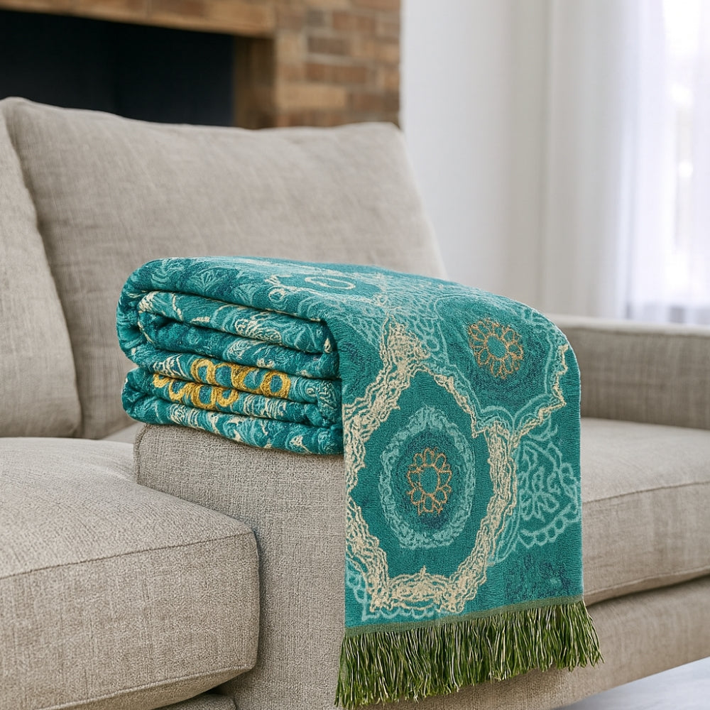 Mara Wolldecke | 100% Baumwolle, Mandala-Design für Sofa und Bett 2