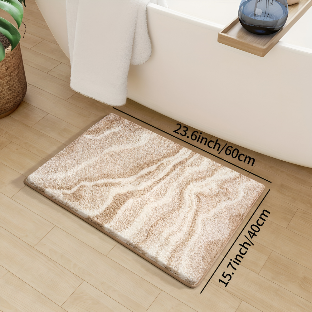 Marmor Design Plüsch Rutschfeste Badematte - Absorbierende Polyester Rechteckig Badematte