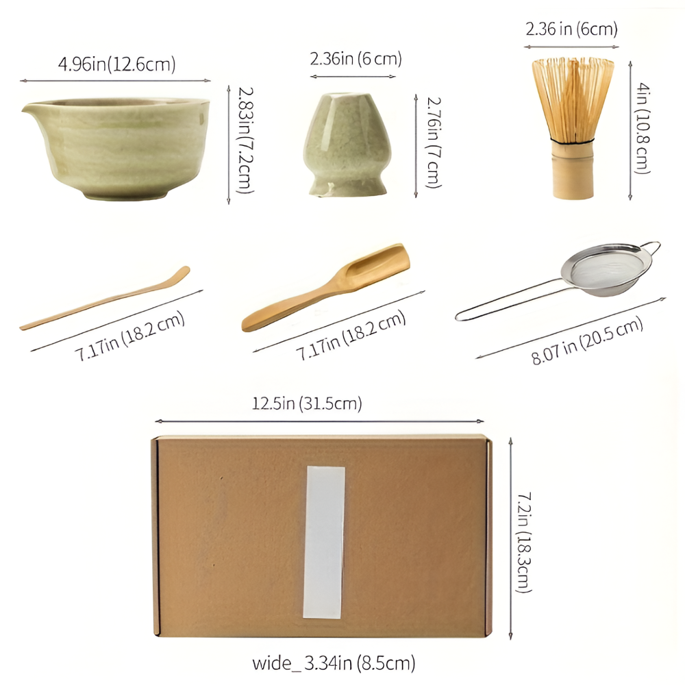 4/5/6-tlg. Matcha Set Kaufen – Keramik & Bambus Tee-Zubehör für Matcha Tee Zeremonien - 12