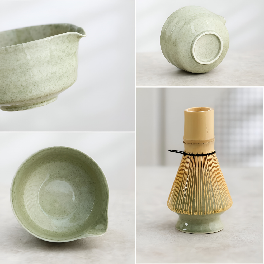 4/5/6-tlg. Matcha Set Kaufen – Keramik & Bambus Tee-Zubehör für Matcha Tee Zeremonien - 4