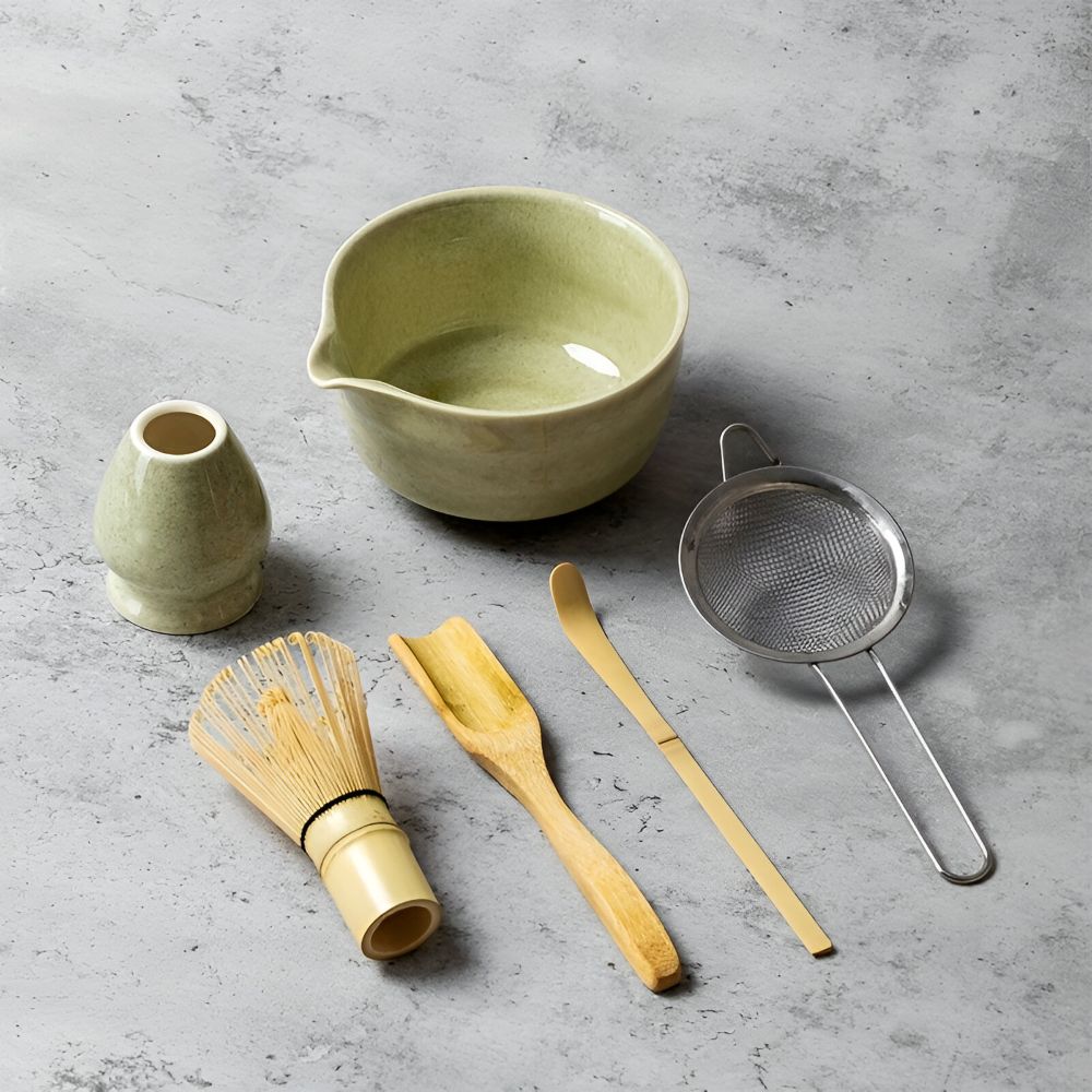 4/5/6-tlg. Matcha Set Kaufen – Keramik & Bambus Tee-Zubehör für Matcha Tee Zeremonien - 7