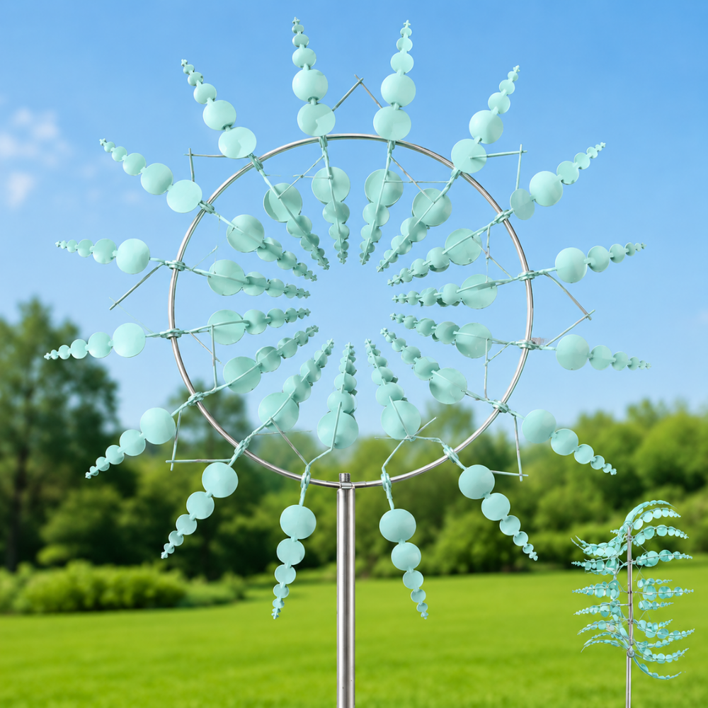 Metall Windrad für Garten – Bunter Kinetischer Windspinner als Dekoration für Rasen, Terrasse & Balkon