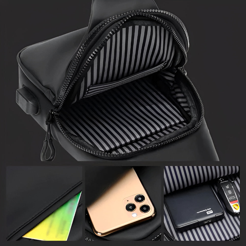 MetroFlex Crossbody Bag - Verstellbare Cross Body Bag Men - Modische Crossbody Bag Schwarz