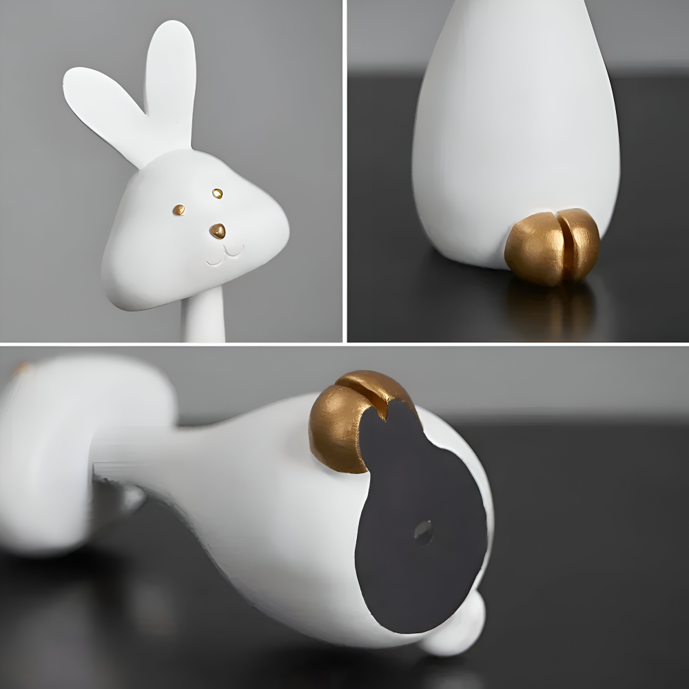 MiniCraft Osterdeko - Schwarz & Weiß Harz Ostern Kaninchen & Hirsch Figuren