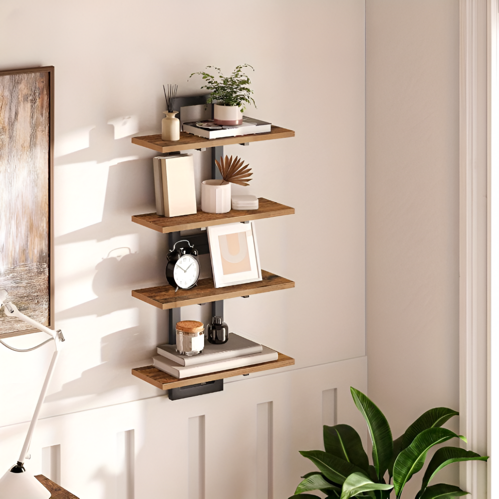 Minimalistische Zwei-Ebenen Wandregal - Wandmontierte Regale für stilvolle Wohnaufbewahrung