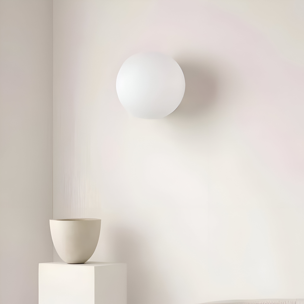 Minimalistische Runde Glas Wandleuchte - Elegante Milchweiße Innen Wandleuchte für Modernes Wohndesign