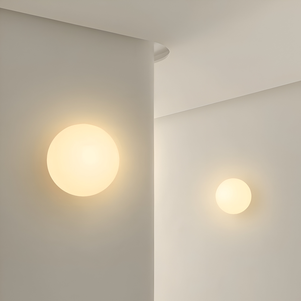 Minimalistische Runde Glas Wandleuchte - Elegante Milchweiße Innen Wandleuchte für Modernes Wohndesign