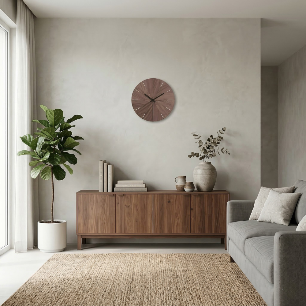 Minimalistische Holz Wanduhr - Moderne Uhr für Zeitgenössische Wohnkultur