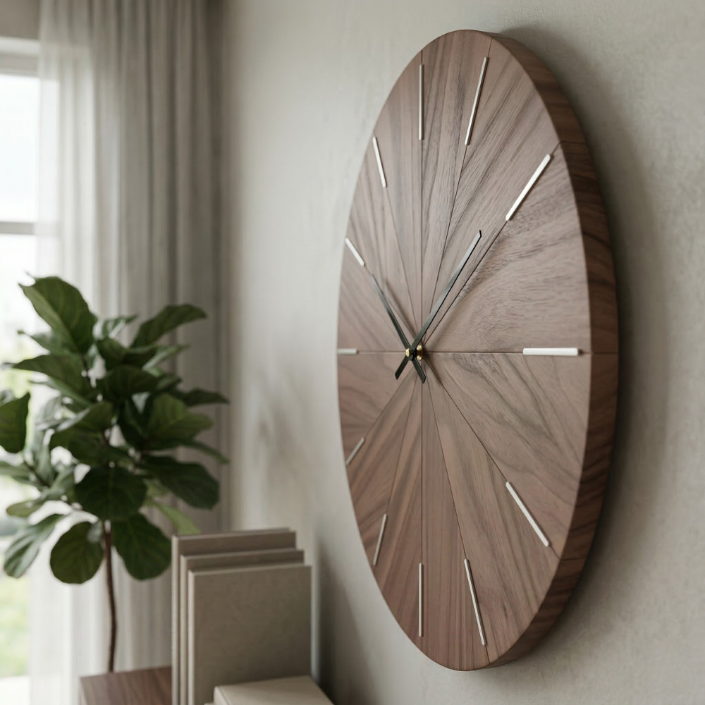 Minimalistische Holz Wanduhr - Moderne Uhr für Zeitgenössische Wohnkultur