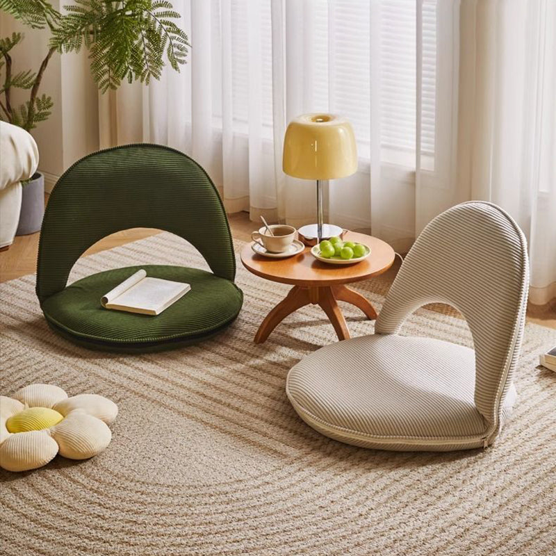 Minimalistischer Ovaler Akzentstuhl - Lammwolle Cord in Grün für Wohnzimmer Decor 1