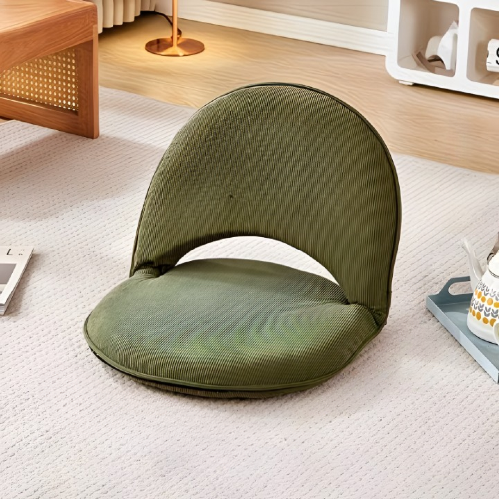 Minimalistischer Ovaler Akzentstuhl - Lammwolle Cord in Grün für Wohnzimmer Decor