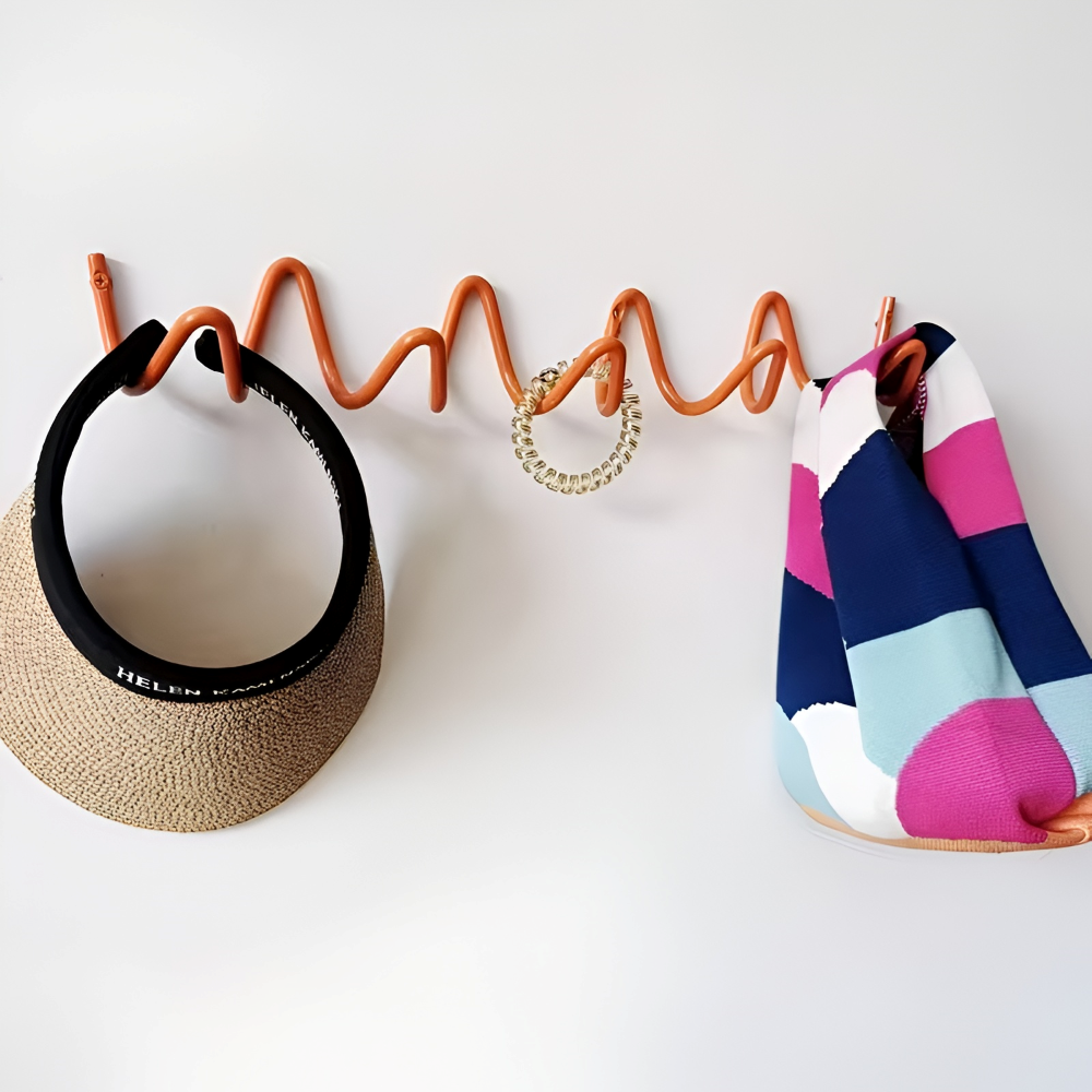 Minimalistischer Wellen-Wandhaken - Schwarzer Eisenhaken für Kleider und Taschen in Eingangsbereich oder Schlafzimmer