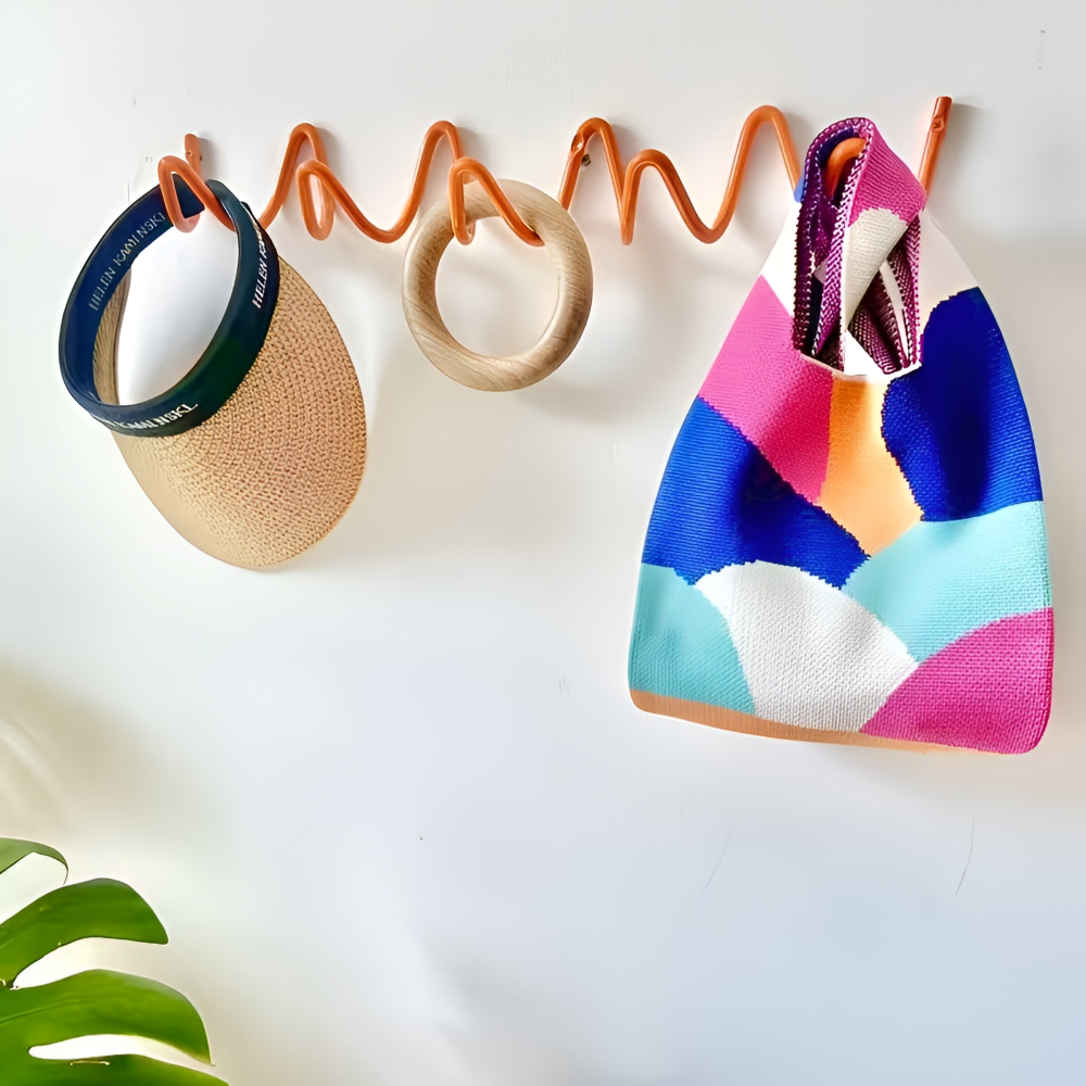 Minimalistischer Wellen-Wandhaken - Schwarzer Eisenhaken für Kleider und Taschen in Eingangsbereich oder Schlafzimmer